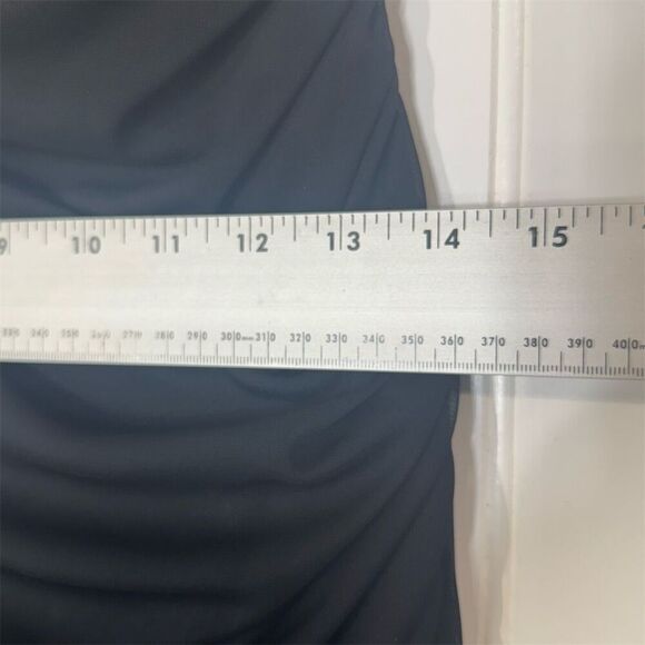 Vintage Y2K Up Front Black Ruched Mesh Slip Dress High Low Hem USA Size Large - Picture 5 of 10